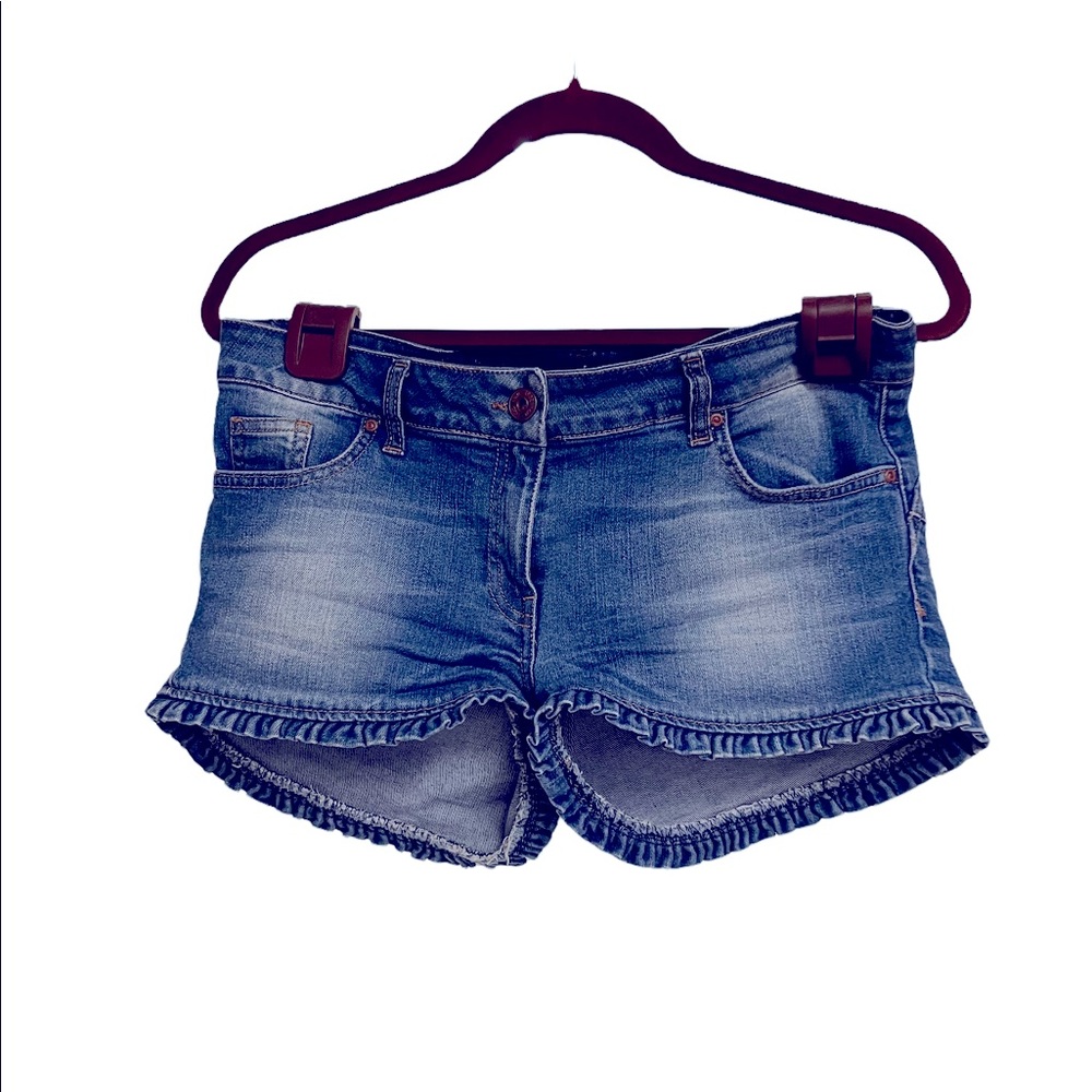 Next Denim Ruffle Trim Shorts